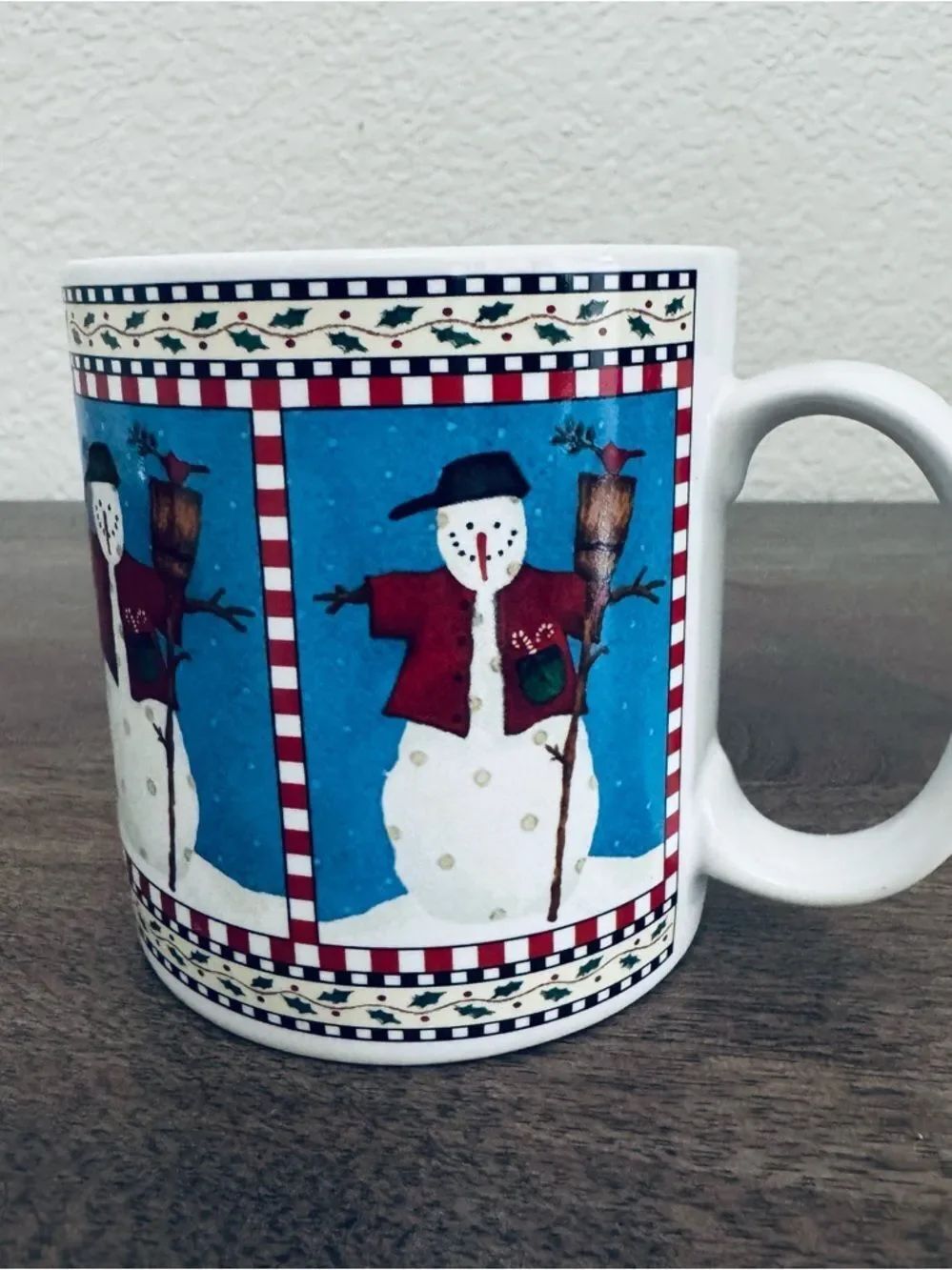 Sakura Oneida Vintage Snowman Christmas Holiday Ceramic Mug Cup